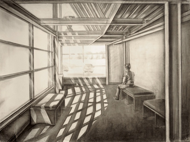 The hallway | Charcoal on the paper | 54X46 in | 2013